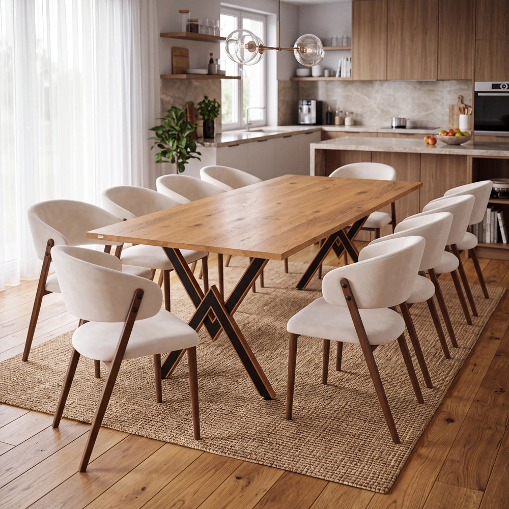 Eichenholztisch im klassischen Stil – für 8 Personen – 200x100x2,6 cm