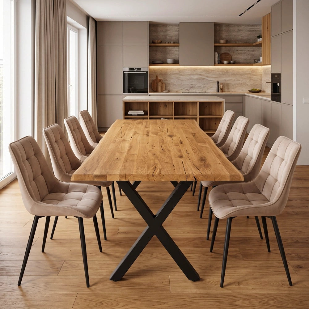 Eichentisch im rustikalen Stil – für 8 Personen – 200 x 100 x 4 cm