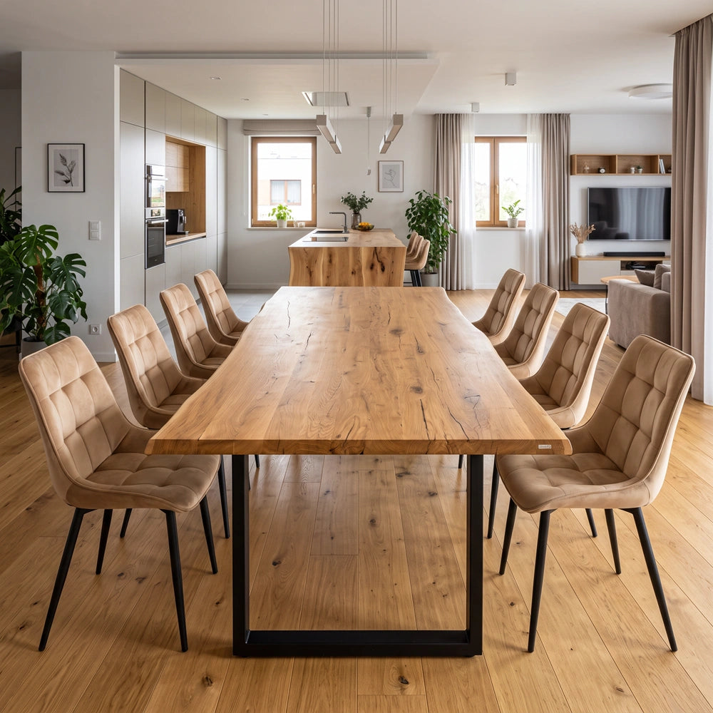 Eichentisch im rustikalen Stil – für 8 Personen – 200 x 100 x 4 cm