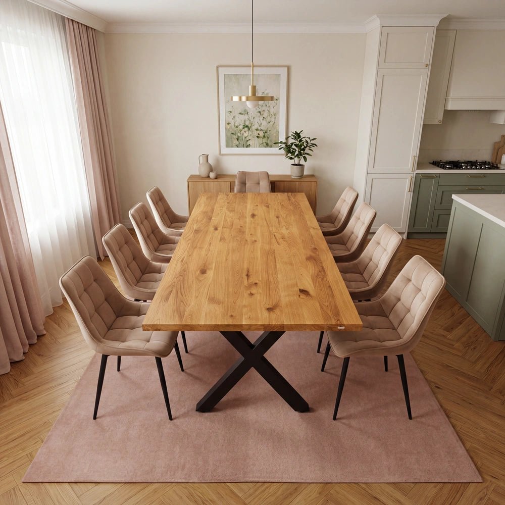Eichenholztisch im klassischen Stil – für 8 Personen – 200 x 100 x 4 cm