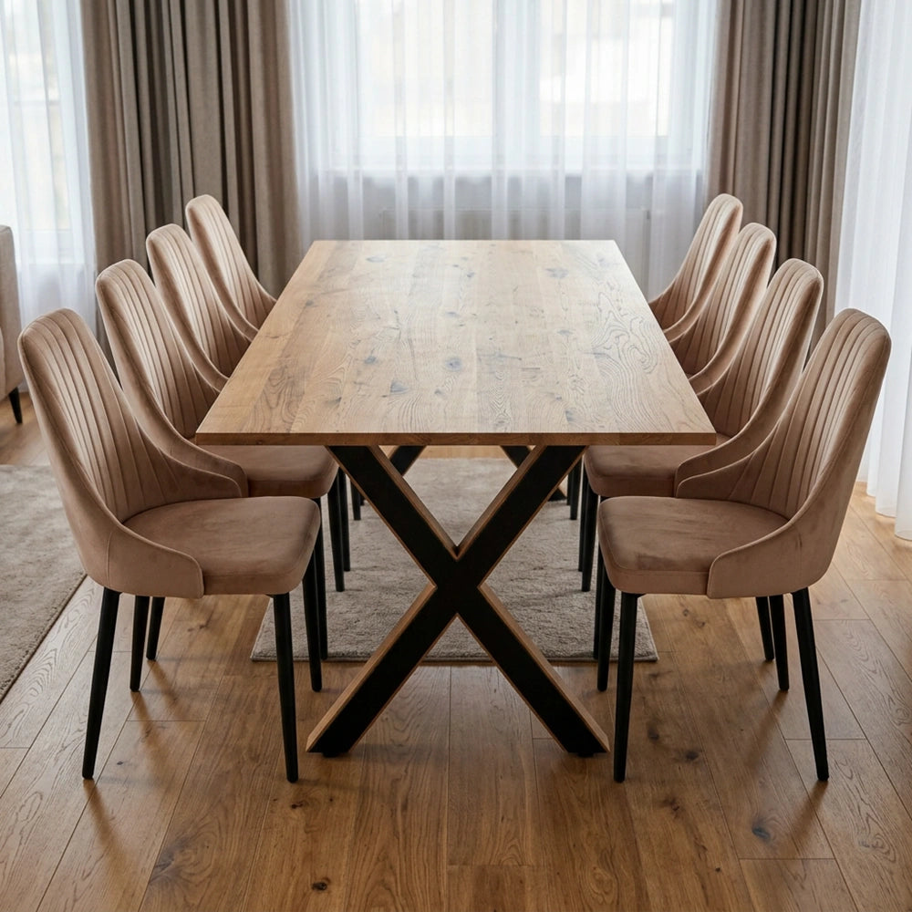 Eichenholztisch im klassischen Stil – für 8 Personen – 200x100x2,6 cm