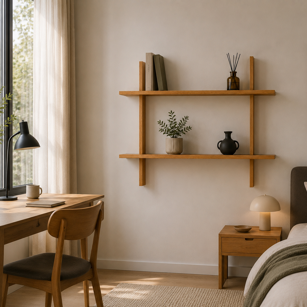 Matrix Regal aus massivem Eichenholz – 80x70x2 cm