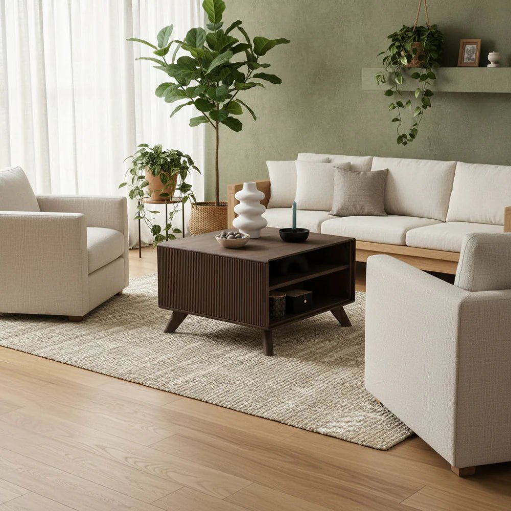 Riff-Couchtisch aus Massivholz
