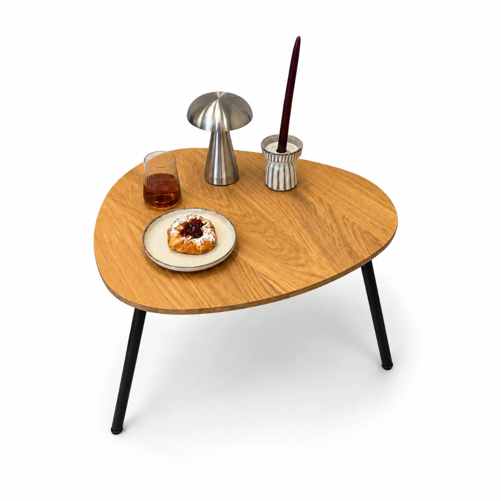 Ovaler Couchtisch aus massivem Eichenholz – 48x50x2,6 cm