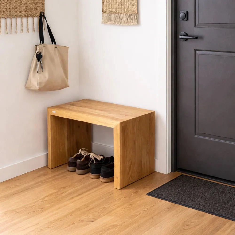 Bancuta din lemn masiv de stejar 100x45x40 cm – margini rustice, finisaj cu ulei natural - Reelken
