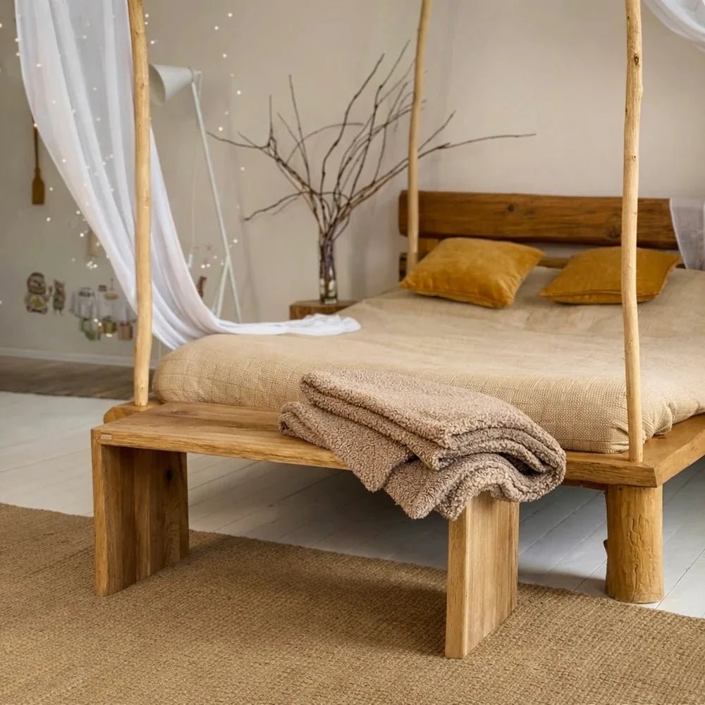 Bancuta din lemn masiv de stejar 120x45x40 cm – margini rustice, finisaj cu ulei natural - Reelken