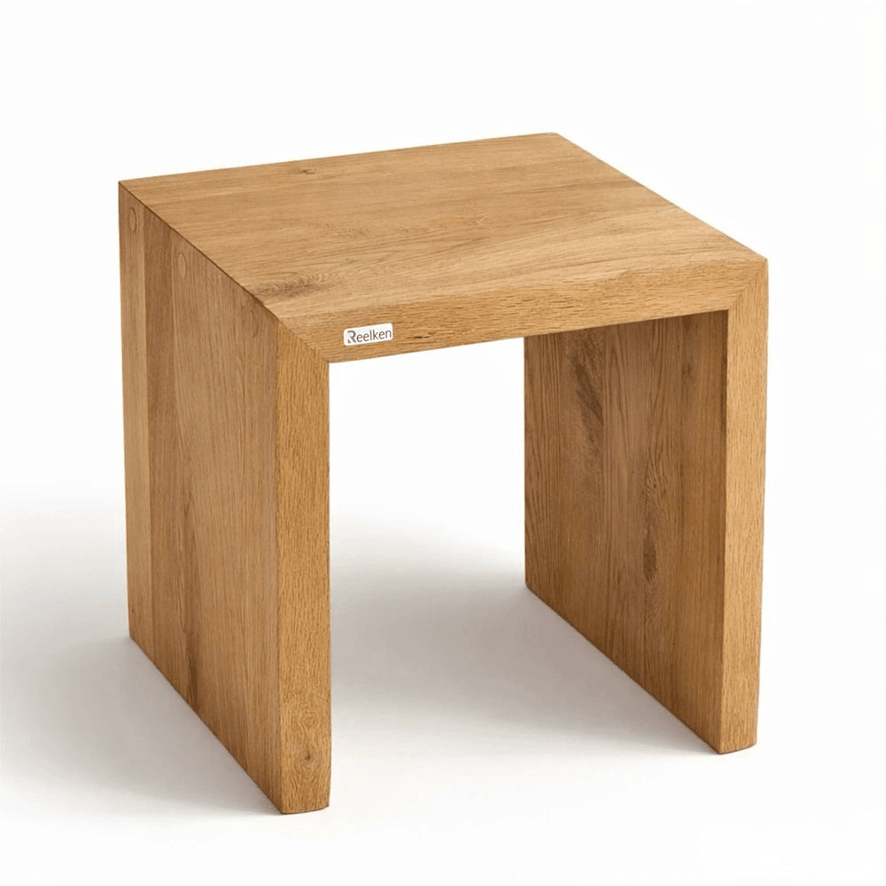 Bancuta din lemn masiv de stejar 40x45x40 cm – margini rustice, finisaj cu ulei natural - Reelken