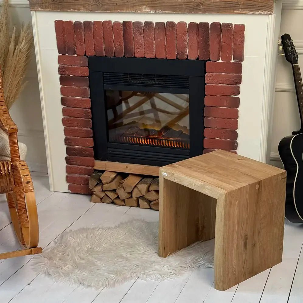Bancuta din lemn masiv de stejar 60x45x40 cm – margini rustice, finisaj cu ulei natural - Reelken