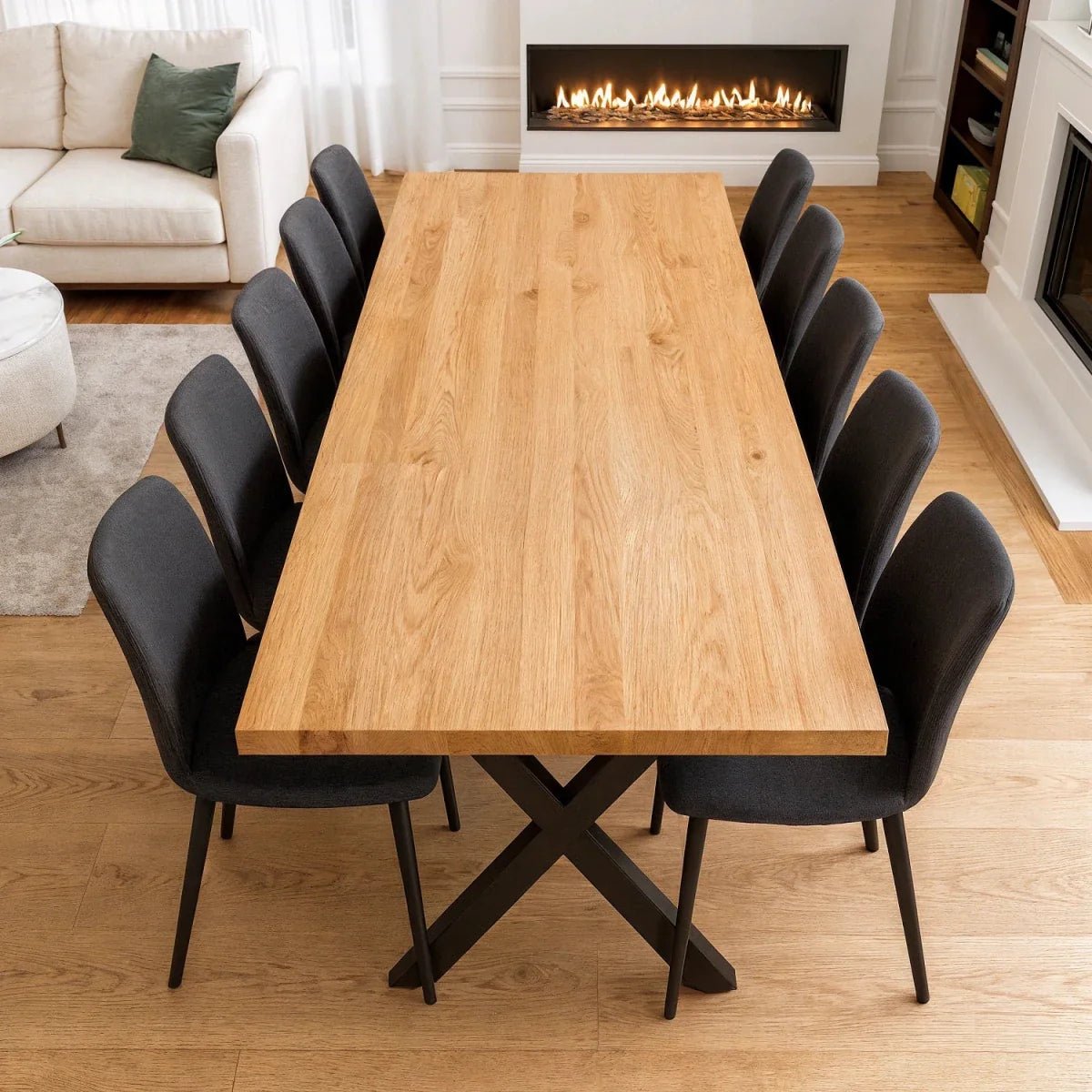 Blat de masa din stejar model clasic - 10 persoane -240x100x4cm - Reelken