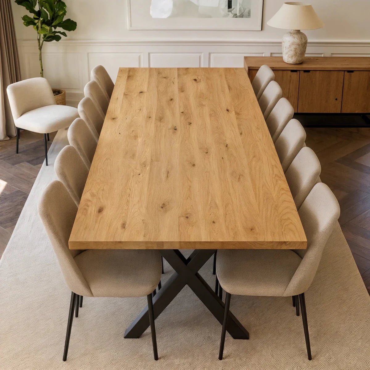 Blat de masa din stejar model clasic - 12 persoane -260x100x4cm - Reelken