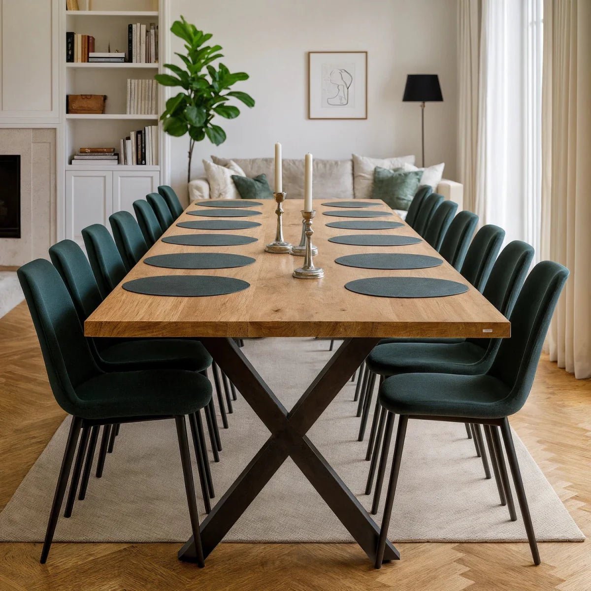 Blat de masa din stejar model clasic - 14 persoane -280x100x4cm - Reelken