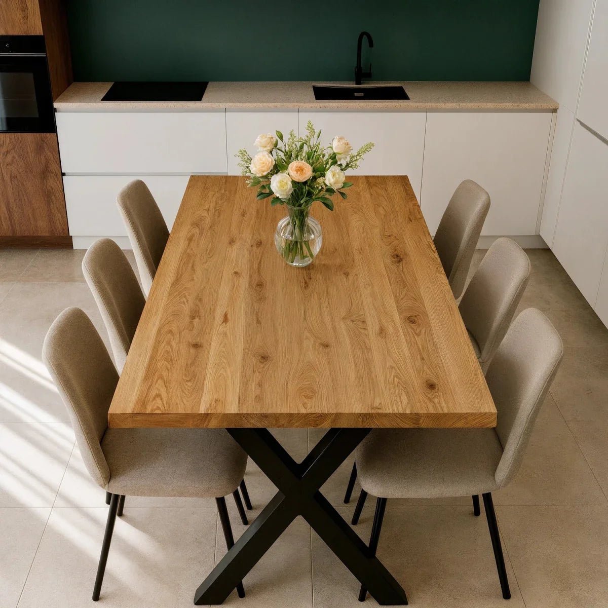 Blat de masa din stejar model clasic -180x85x4cm - Reelken