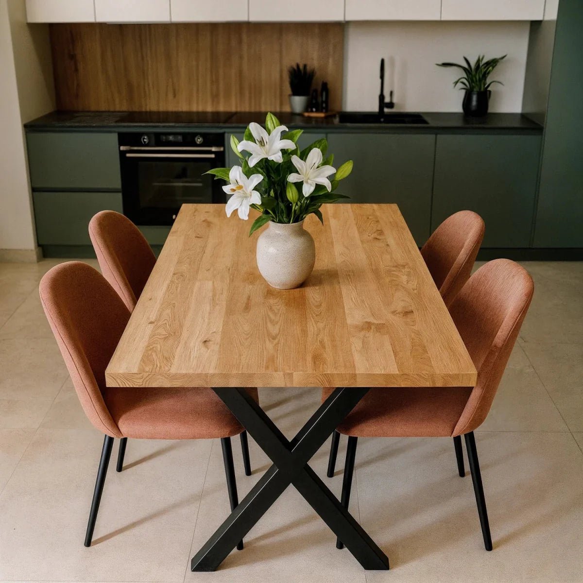 Blat de masa din stejar model clasic - 4 persoane-120x70x4cm - Reelken