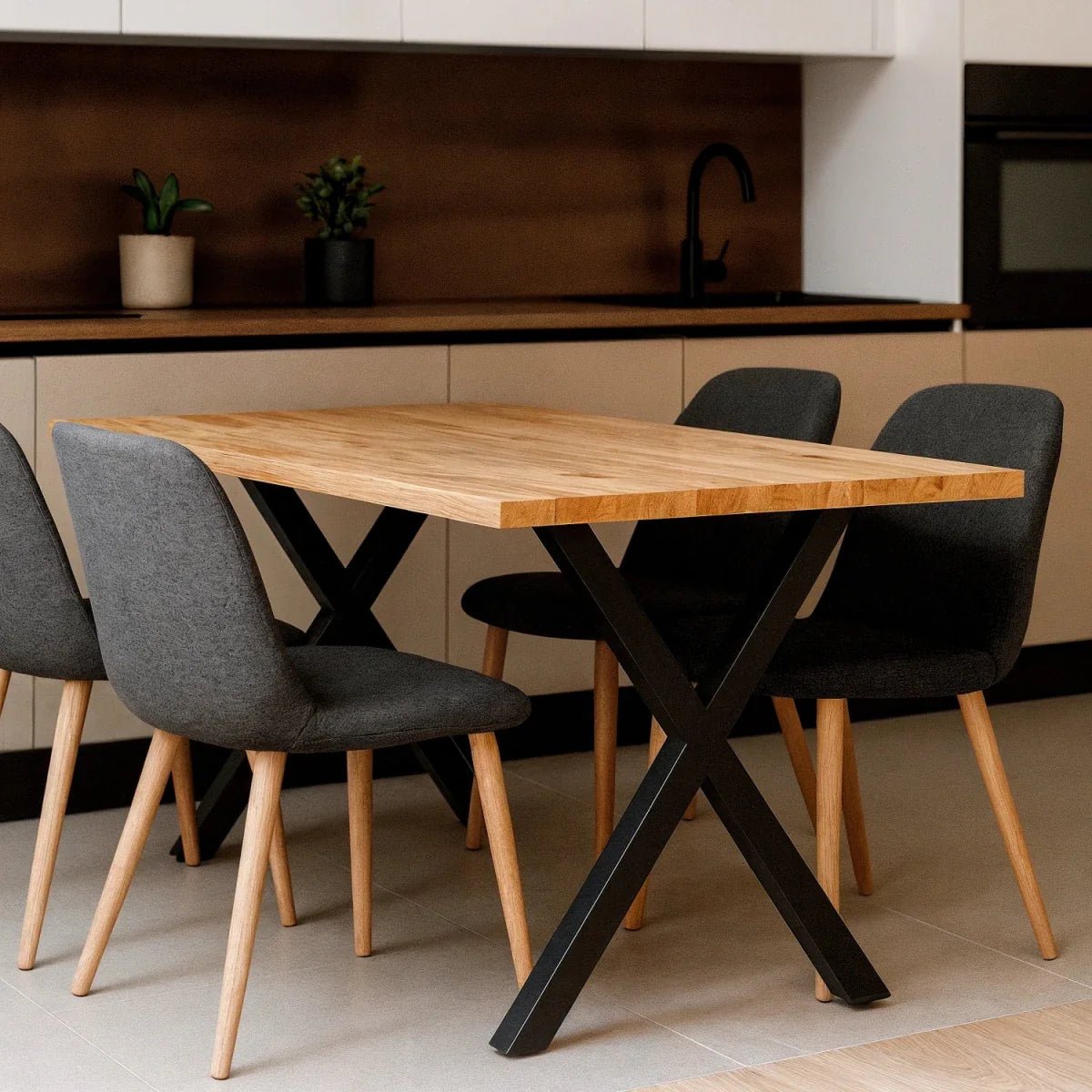 Blat de masa din stejar model clasic - 4 persoane -140x80x4cm - Reelken
