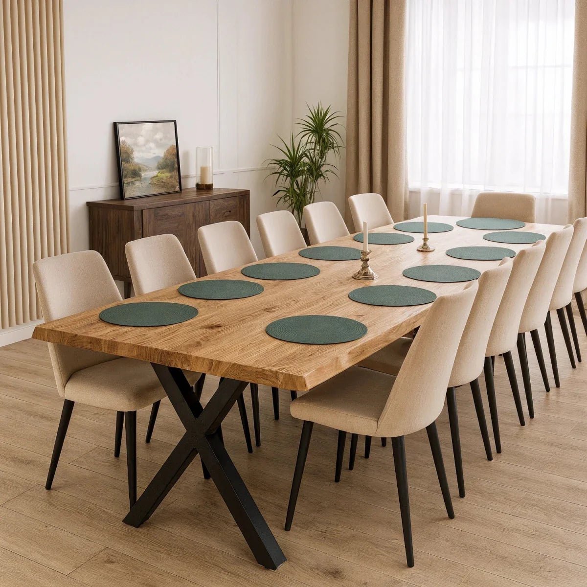 Blat de masa din stejar model rustic - 12 persoane-260x100x4cm - Reelken