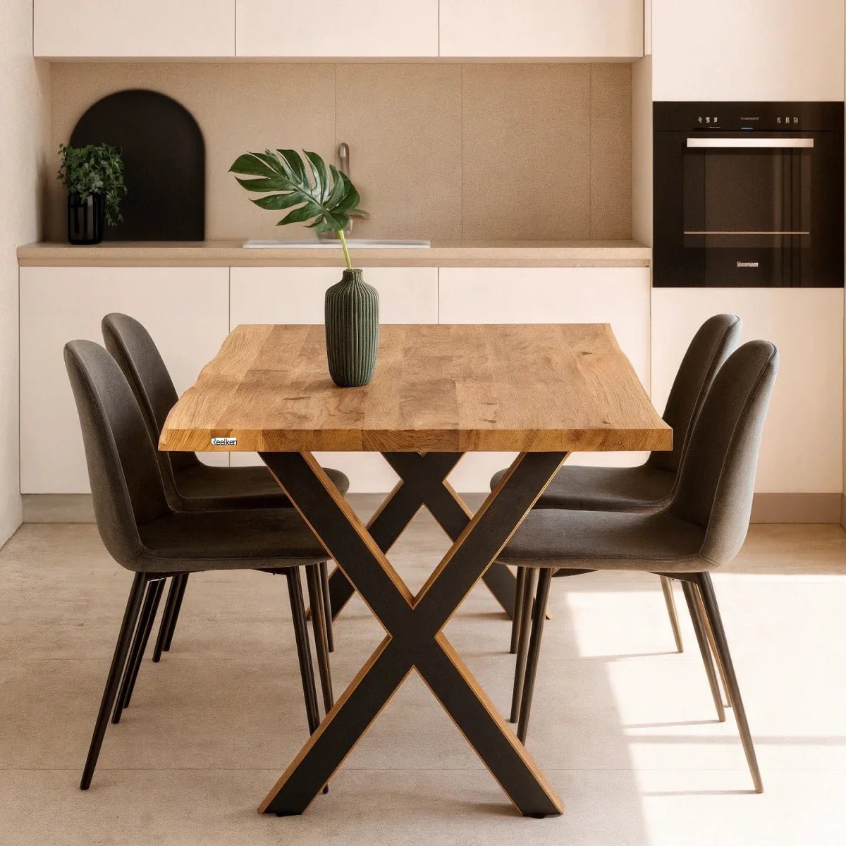 Blat de masa din stejar model rustic - 4 persoane -140x80x4 - Reelken