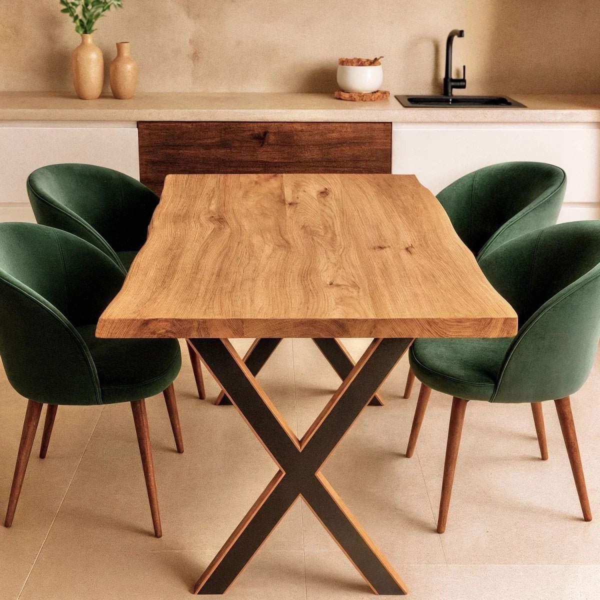 Blat de masa din stejar model rustic - 4 persoane -140x80x4 - Reelken