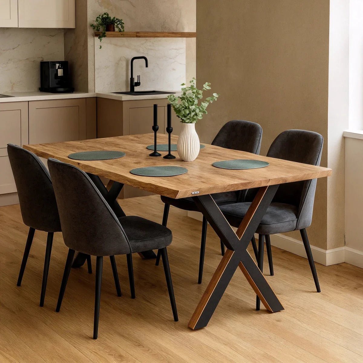 Blat de masa din stejar model rustic - 4 persoane -140x80x4 - Reelken
