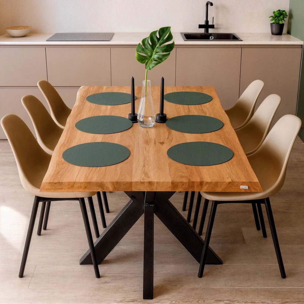 Blat de masa din stejar model rustic - 6 persoane -180x85x4 - Reelken