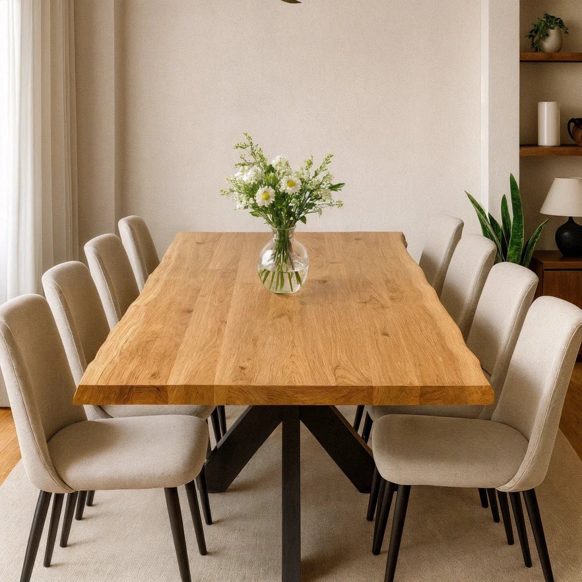 Blat de masa din stejar model rustic - 8 persoane -200x100x4cm - Reelken