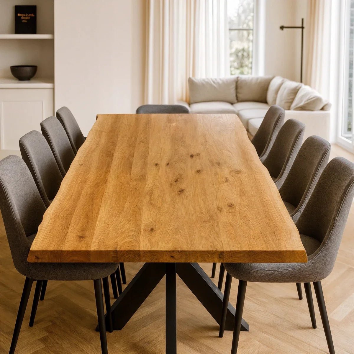Blat de masa din stejar model rustic - 8 persoane -200x100x4cm - Reelken
