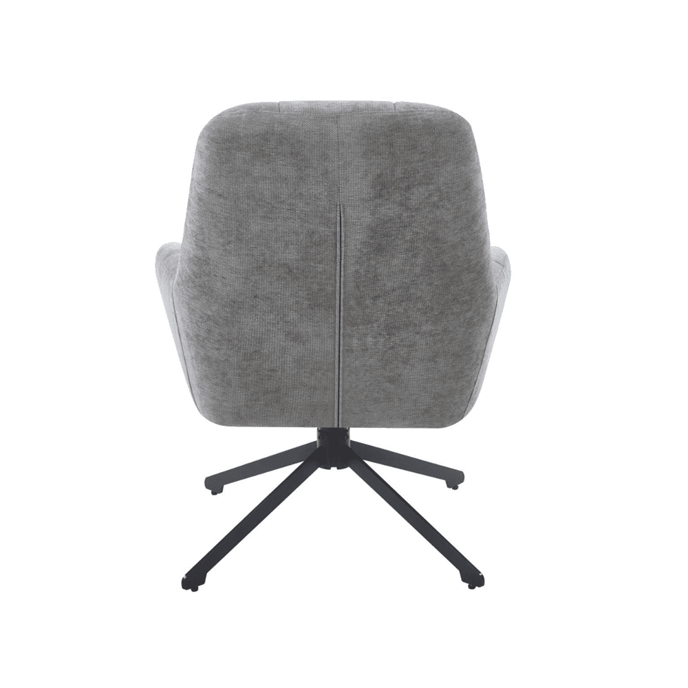Fotoliu rotativ 360°, tapiterie textila gri, structura metalica neagra, cu perna, 71x95 cm - Reelken