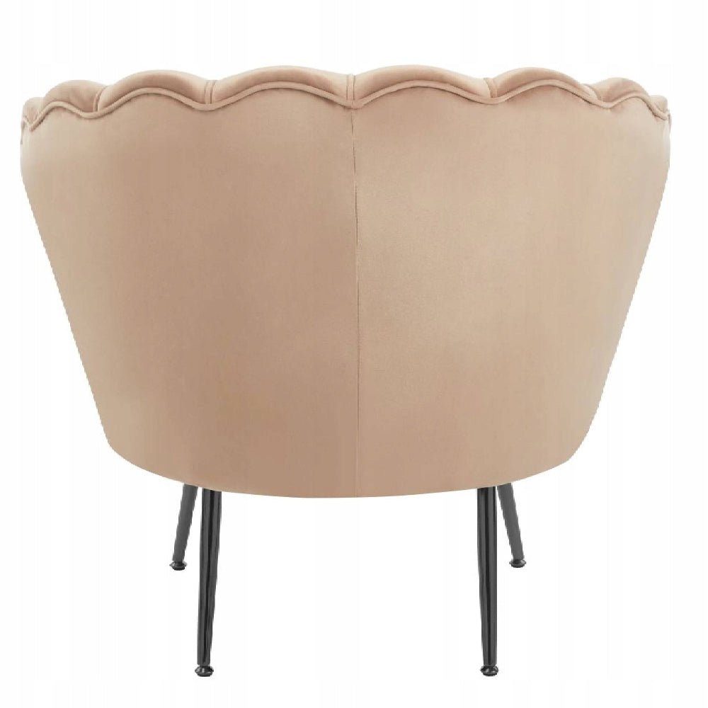 Fotoliu tip scoica, tapiterie catifea velvet cappucino, picioare metalice negru, 78x78 cm - Reelken