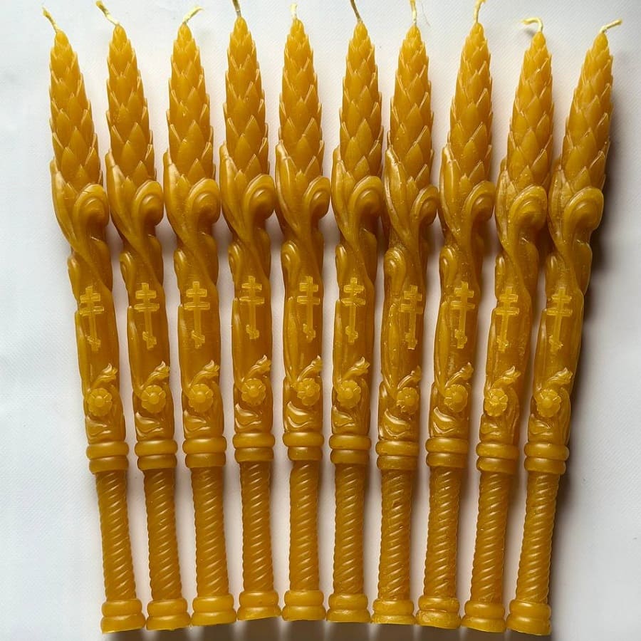 Lumanare pentru noaptea de inviere Ceara Naturala Con de Brad – 42 cm - Reelken