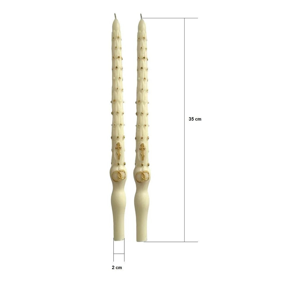 Lumanari de nunta din parafina cu decor auriu - set 2buc - Reelken