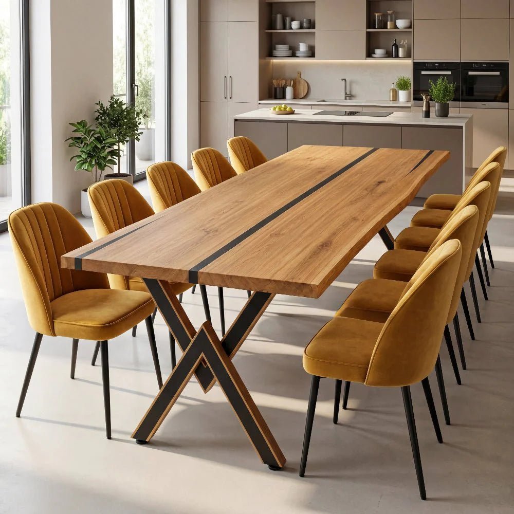 Masa din stejar cu rasina – model rustic pentru 10 persoane – 220x100x4 cm - Reelken