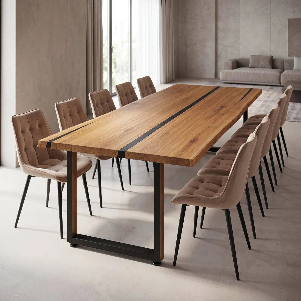 Masa din stejar cu rasina – model rustic pentru 10 persoane – 220x100x4 cm - Reelken