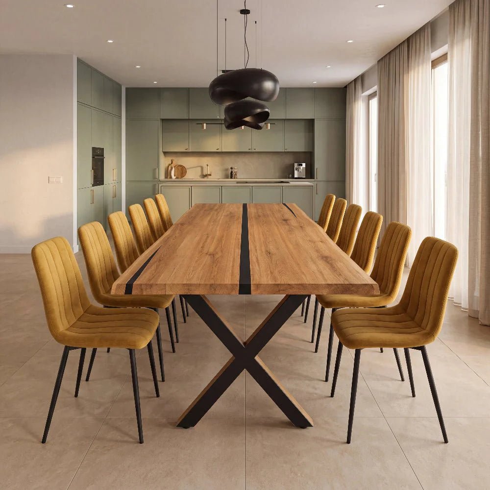 Masa din stejar cu rasina – model rustic pentru 14 persoane - 280x100x4cm - Reelken