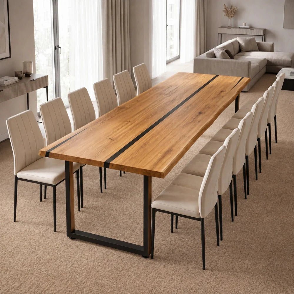 Masa din stejar cu rasina – model rustic pentru 14 persoane - 280x100x4cm - Reelken