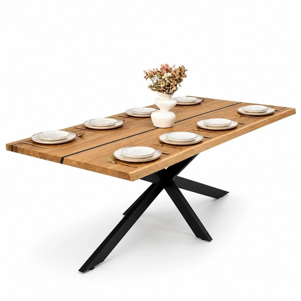 Masa din stejar cu rasina – model rustic pentru 4 persoane – 140x80x4 cm - Reelken