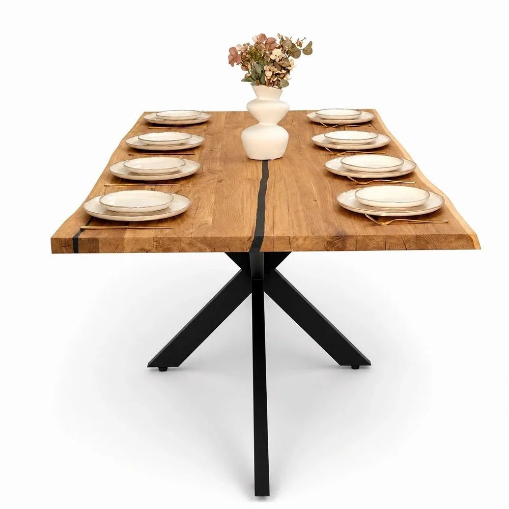 Masa din stejar cu rasina – model rustic pentru 4 persoane – 140x80x4 cm - Reelken