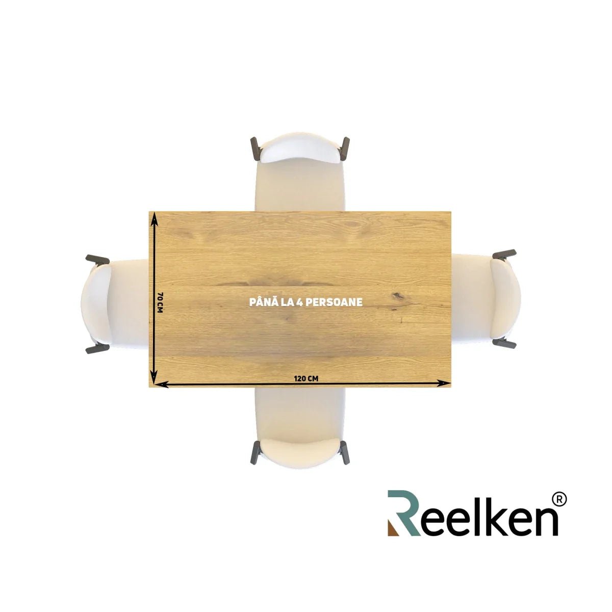 Masa din stejar model clasic - 4 persone -120x70x2,6cm - Reelken