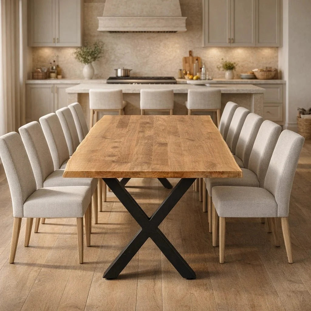 Masa din stejar model rustic - 10 persoane -240x100x4cm - Reelken
