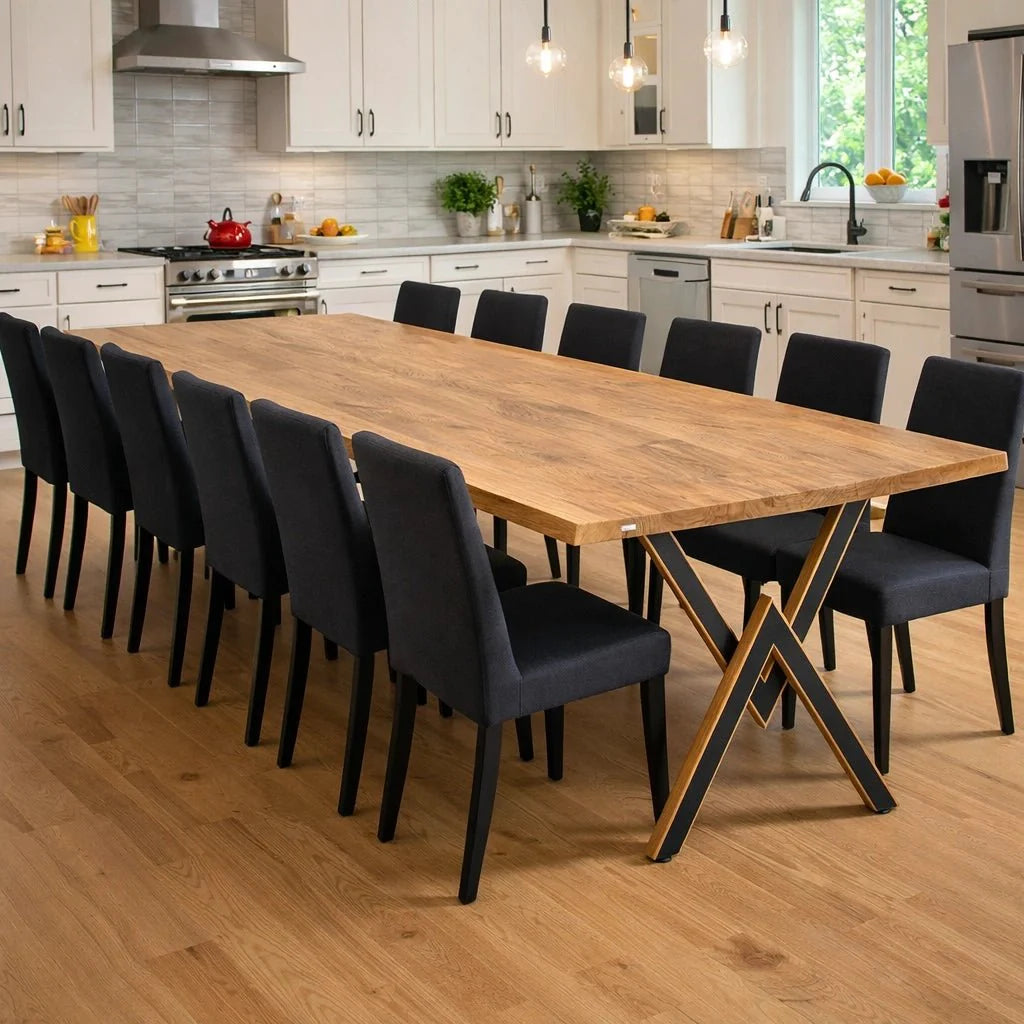 Masa din stejar model rustic - 12 persoane -260x100x4cm - Reelken