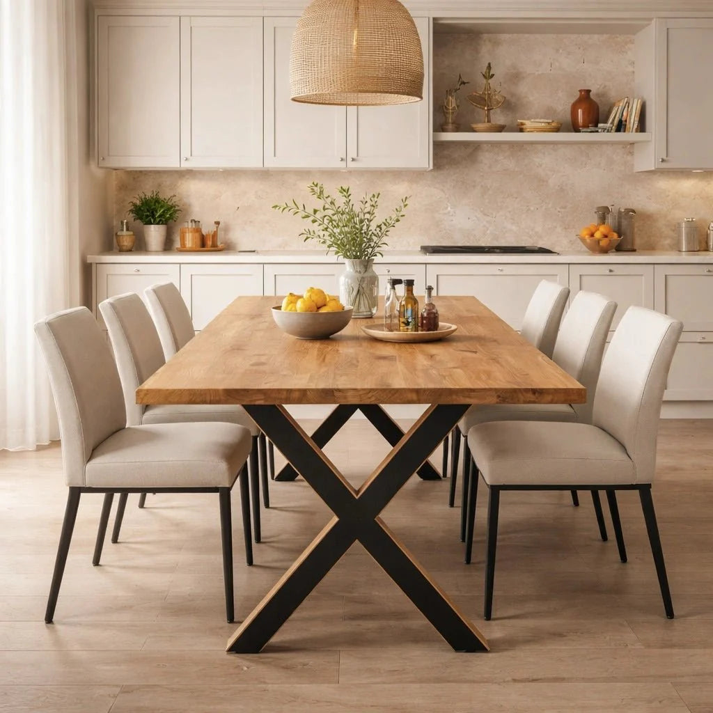 Masa din stejar model rustic - 6 persoane -160x80x4 - Reelken