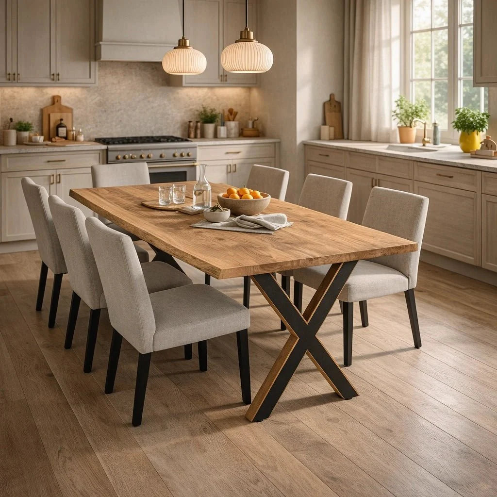 Masa din stejar model rustic - 6 persoane -160x80x4 - Reelken