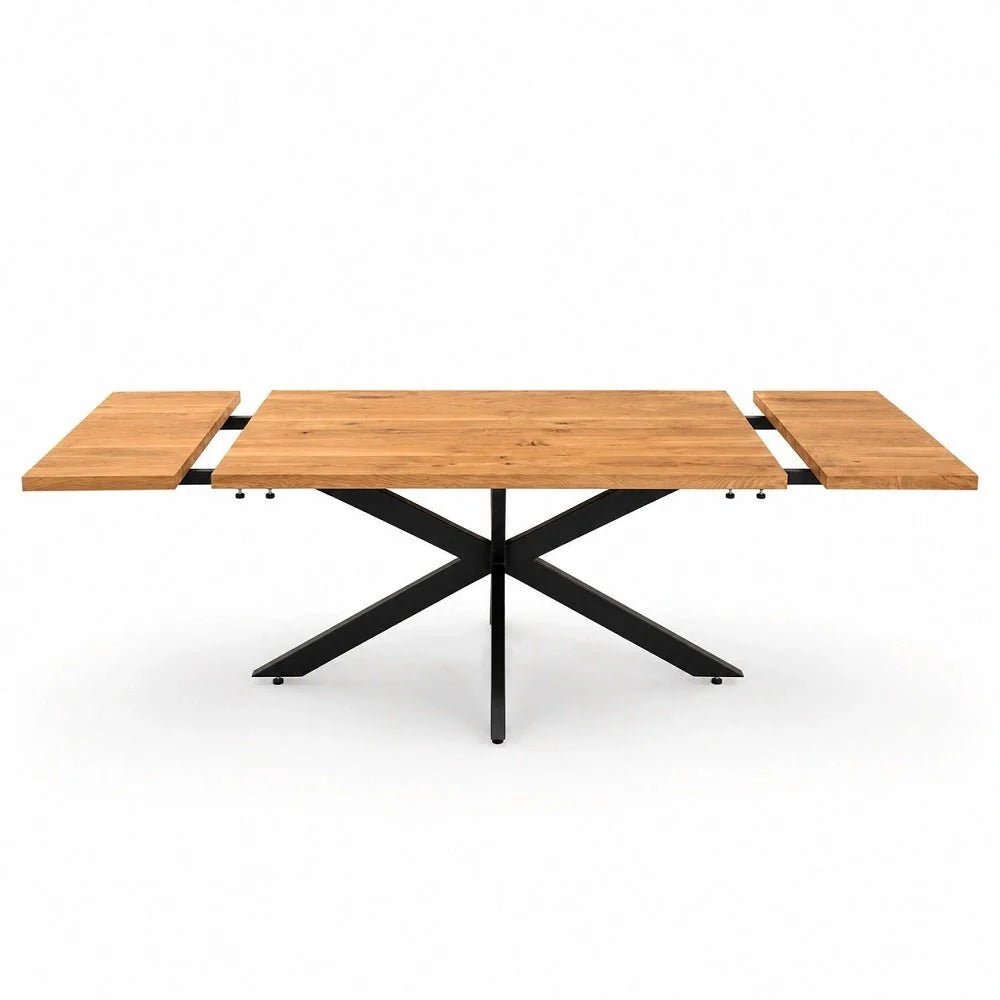 Masa extensibila din lemn masiv de stejar 160 x 80 x 4 cm, extensibila pana la 240 x 80 x 4 cm - Reelken