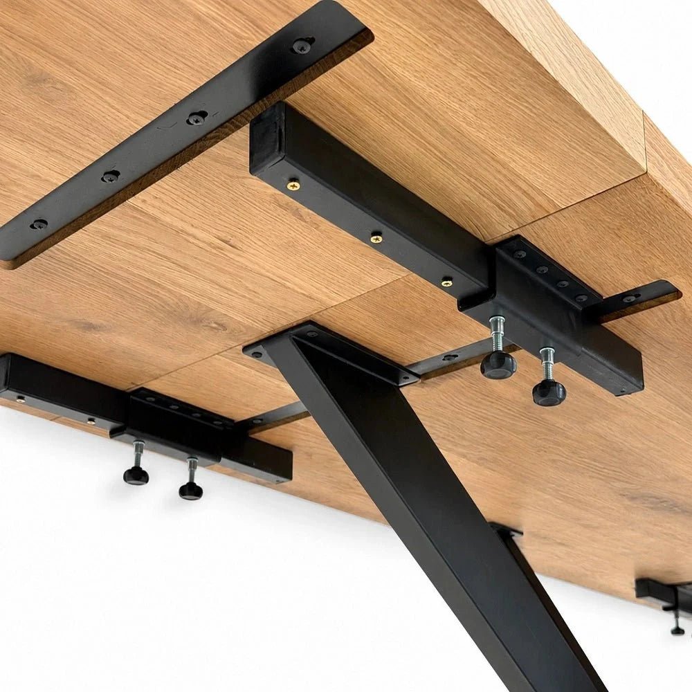 Masa extensibila din lemn masiv de stejar 160 x 80 x 4 cm, extensibila pana la 240 x 80 x 4 cm - Reelken
