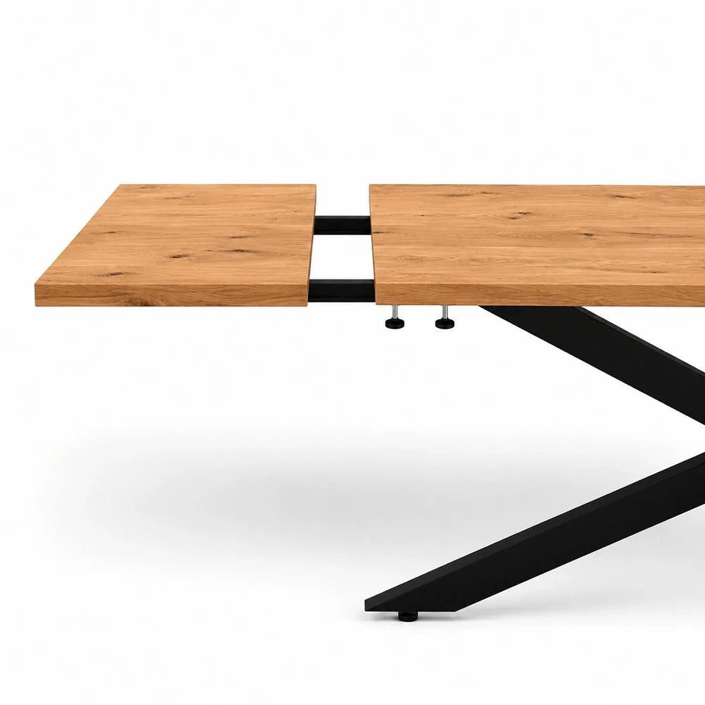Masa extensibila din lemn masiv de stejar 160 x 80 x 4 cm, extensibila pana la 240 x 80 x 4 cm - Reelken