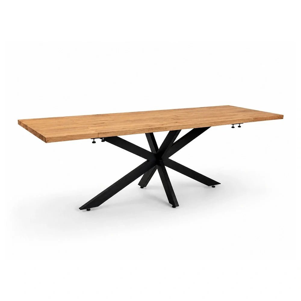 Masa extensibila din lemn masiv de stejar 160 x 80 x 4 cm, extensibila pana la 240 x 80 x 4 cm - Reelken