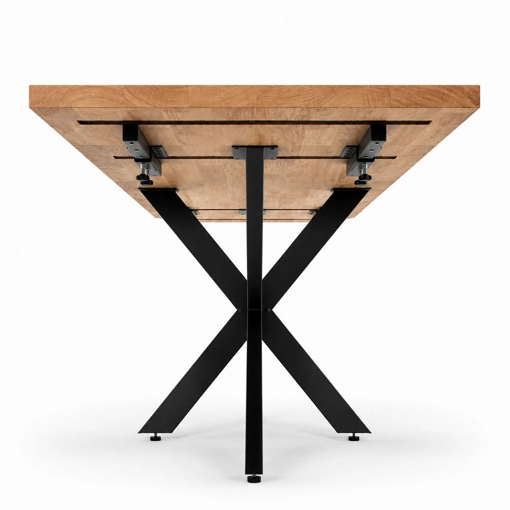 Ausziehbarer Esstisch aus massiver Eiche 180 x 85 x 4 cm, ausziehbar auf 260 x 85 x 4 cm
