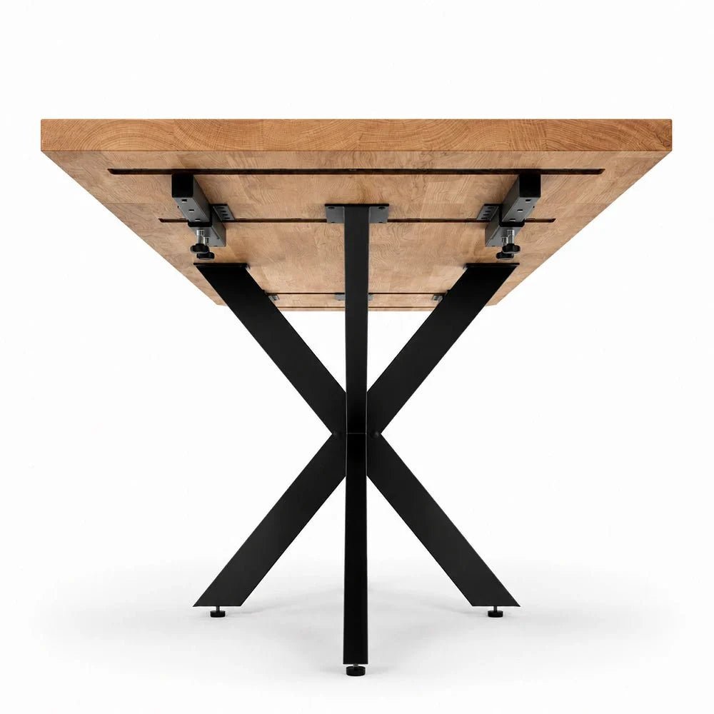 Masa extensibila din lemn masiv de stejar 160 x 80 x 4 cm, extensibila pana la 240 x 80 x 4 cm - Reelken