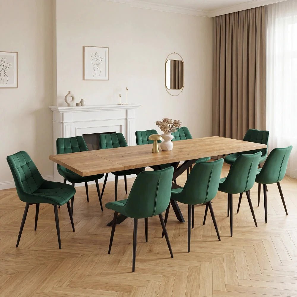 Masa extensibila din lemn masiv de stejar 160 x 80 x 4 cm, extensibila pana la 240 x 80 x 4 cm - Reelken