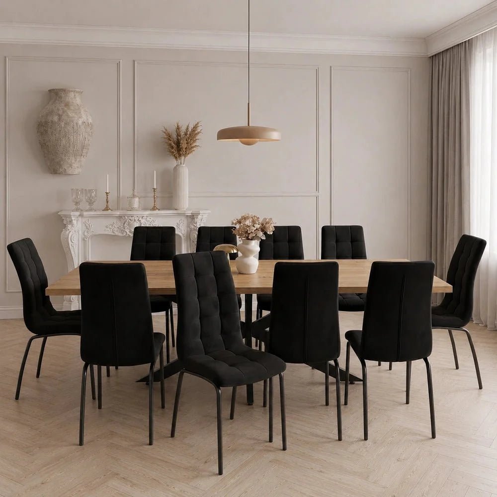 Masa extensibila din lemn masiv de stejar 200 x 100 cm, extensibila pana la 300 x 100 x 4 cm, picior metalic Spider - Reelken