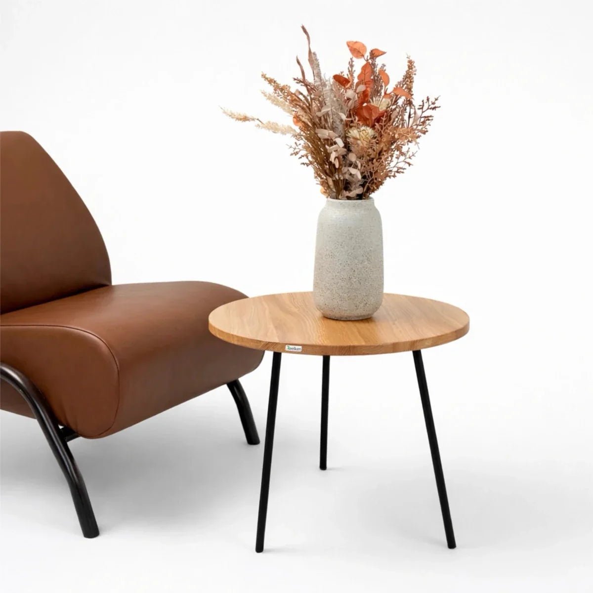 Masuta rotunda de cafea din stejar masiv diametru 50 cm – minimalista, eleganta, gata de montaj - Reelken