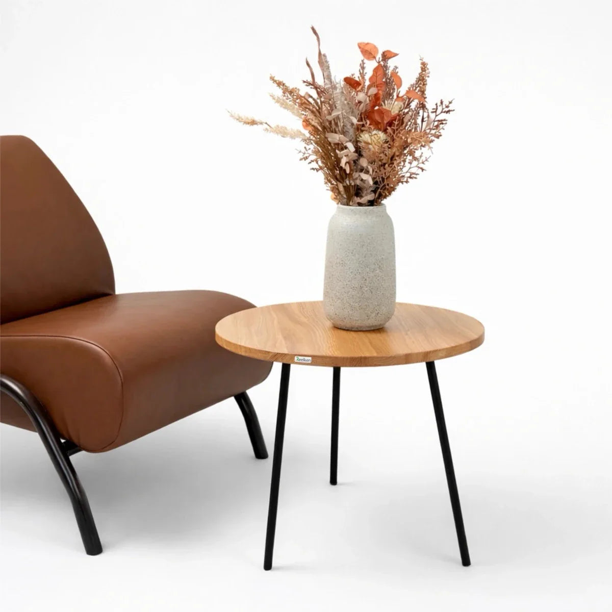 Masuta rotunda de cafea din stejar masiv diametru 50 cm – minimalista, eleganta, gata de montaj - Reelken